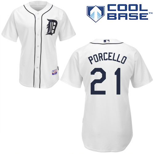 Rick Porcello #21 MLB Jersey-Detroit Tigers Men's Authentic Home White Cool Base Baseball Jersey